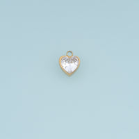 Heart Crystal Pendant,14K Gold Silver Black Clear Faceted Heart Charm DIY Charm for Necklace Bracelet Making