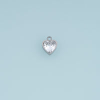 Heart Crystal Pendant,14K Gold Silver Black Clear Faceted Heart Charm DIY Charm for Necklace Bracelet Making