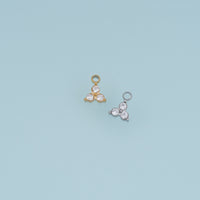 Three Round Crystal Pendant,14K Gold Silver Sparkling Trio Stone Charm DIY Charm for Necklace Bracelet Making