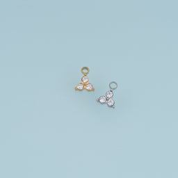 Three Round Crystal Pendant,14K Gold Silver Sparkling Trio Stone Charm DIY Charm for Necklace Bracelet Making