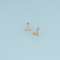 Three Round Crystal Pendant,14K Gold Silver Sparkling Trio Stone Charm DIY Charm for Necklace Bracelet Making