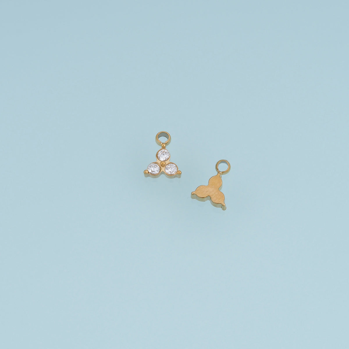 Three Round Crystal Pendant,14K Gold Silver Sparkling Trio Stone Charm DIY Charm for Necklace Bracelet Making