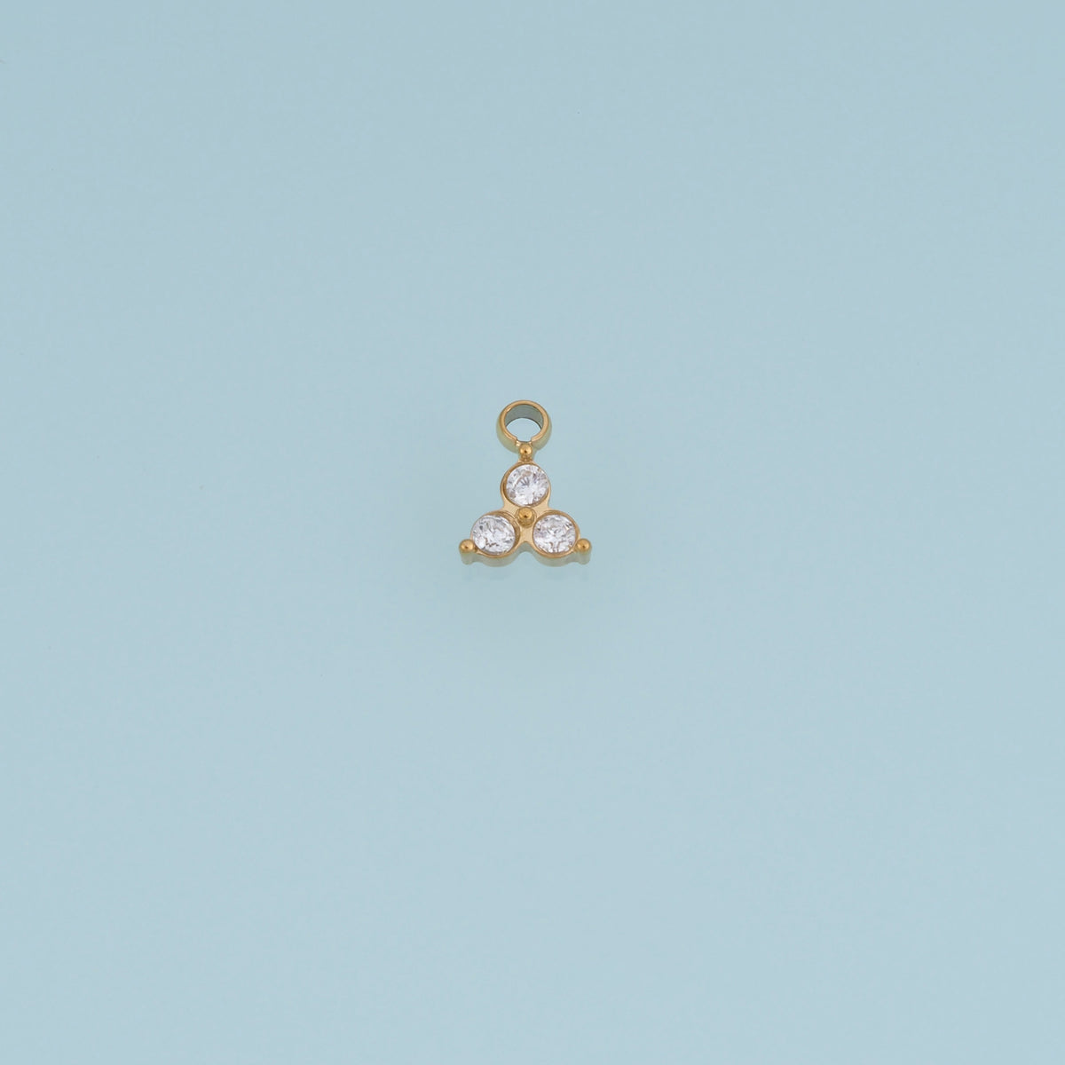 Three Round Crystal Pendant,14K Gold Silver Sparkling Trio Stone Charm DIY Charm for Necklace Bracelet Making