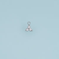Three Round Crystal Pendant,14K Gold Silver Sparkling Trio Stone Charm DIY Charm for Necklace Bracelet Making