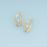 Open Oval Pearl Pendant,14K Gold Sculptural Geometric Pearl Charm DIY Charm for Necklace Bracelet Making