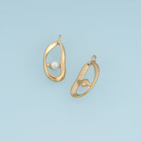 Open Oval Pearl Pendant,14K Gold Sculptural Geometric Pearl Charm DIY Charm for Necklace Bracelet Making