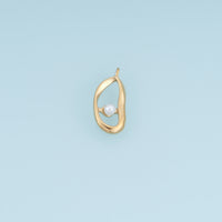 Open Oval Pearl Pendant,14K Gold Sculptural Geometric Pearl Charm DIY Charm for Necklace Bracelet Making