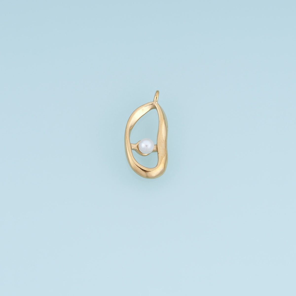 Open Oval Pearl Pendant,14K Gold Sculptural Geometric Pearl Charm DIY Charm for Necklace Bracelet Making