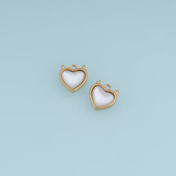 White Heart Pendant,14K Gold Mother of Pearl Style Heart Charm DIY Charm for Necklace Bracelet Making