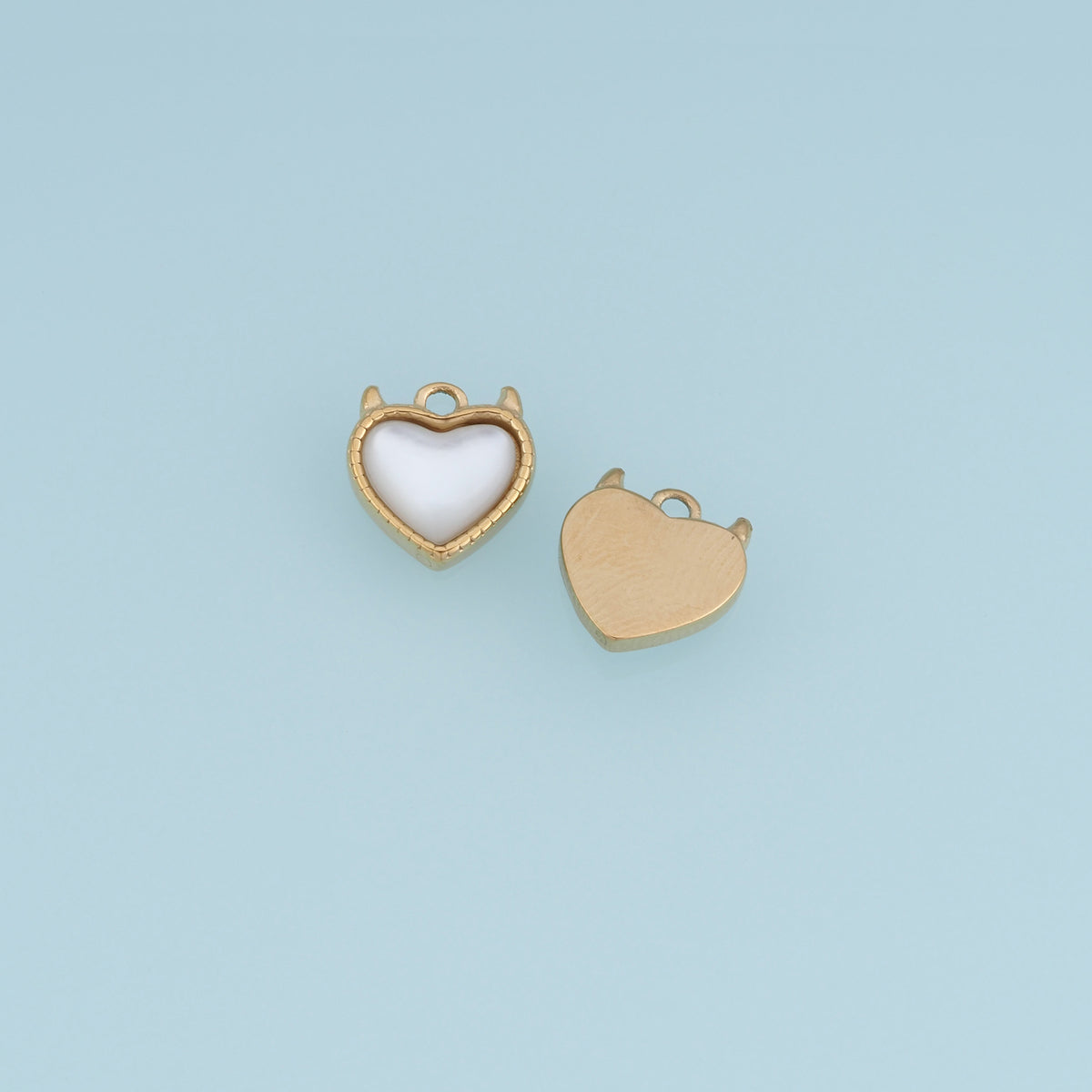White Heart Pendant,14K Gold Mother of Pearl Style Heart Charm DIY Charm for Necklace Bracelet Making