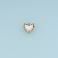 White Heart Pendant,14K Gold Mother of Pearl Style Heart Charm DIY Charm for Necklace Bracelet Making