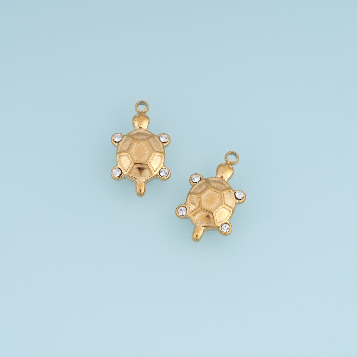 Turtle Shell Pendant,14K Gold Crystal Sea Turtle Charm DIY Charm for Necklace Bracelet Making