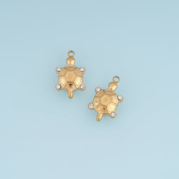 Turtle Shell Pendant,14K Gold Crystal Sea Turtle Charm DIY Charm for Necklace Bracelet Making
