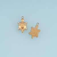 Turtle Shell Pendant,14K Gold Crystal Sea Turtle Charm DIY Charm for Necklace Bracelet Making
