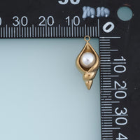 Seashell Pearl Pendant,14K Gold Sculpted Conch Shell Charm DIY Charm for Necklace Bracelet Making