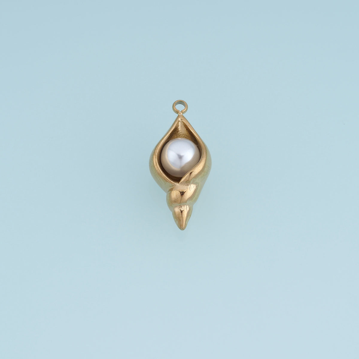 Seashell Pearl Pendant,14K Gold Sculpted Conch Shell Charm DIY Charm for Necklace Bracelet Making