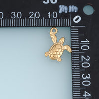 Sea Turtle Pendant,14K Gold Silver Textured Turtle Shell Charm DIY Charm for Necklace Bracelet Making