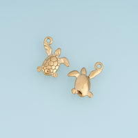 Sea Turtle Pendant,14K Gold Silver Textured Turtle Shell Charm DIY Charm for Necklace Bracelet Making