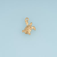 Sea Turtle Pendant,14K Gold Silver Textured Turtle Shell Charm DIY Charm for Necklace Bracelet Making