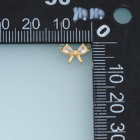 Crystal Bow Connector,14K Gold Silver Dainty Ribbon Charm DIY Connector for Necklace Bracelet Making