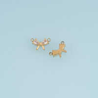 Crystal Bow Connector,14K Gold Silver Dainty Ribbon Charm DIY Connector for Necklace Bracelet Making