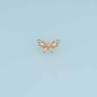 Crystal Bow Connector,14K Gold Silver Dainty Ribbon Charm DIY Connector for Necklace Bracelet Making