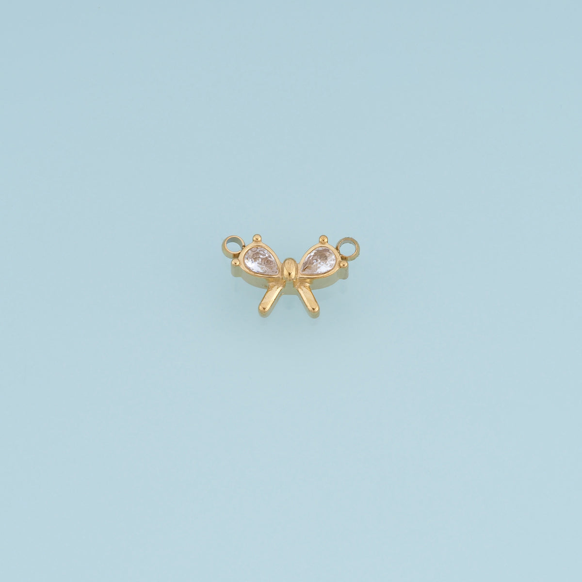 Crystal Bow Connector,14K Gold Silver Dainty Ribbon Charm DIY Connector for Necklace Bracelet Making