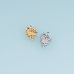 Scallop Shell Crystal Pendant,14K Gold Silver Ocean Seashell Charm DIY Charm for Necklace Bracelet Making