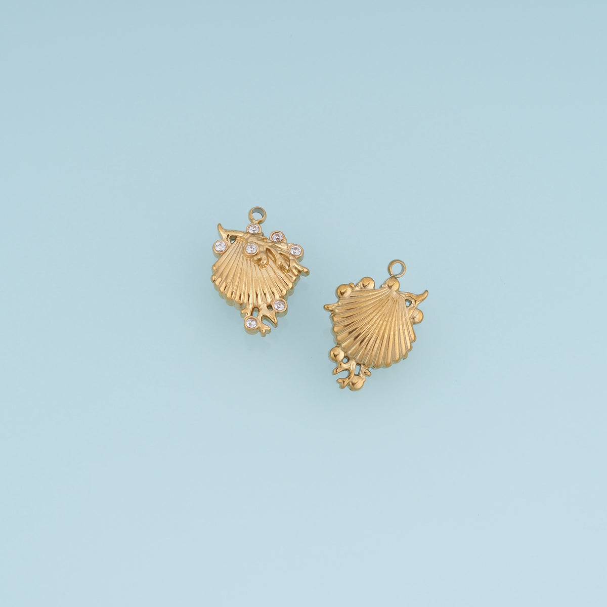 Scallop Shell Crystal Pendant,14K Gold Silver Ocean Seashell Charm DIY Charm for Necklace Bracelet Making