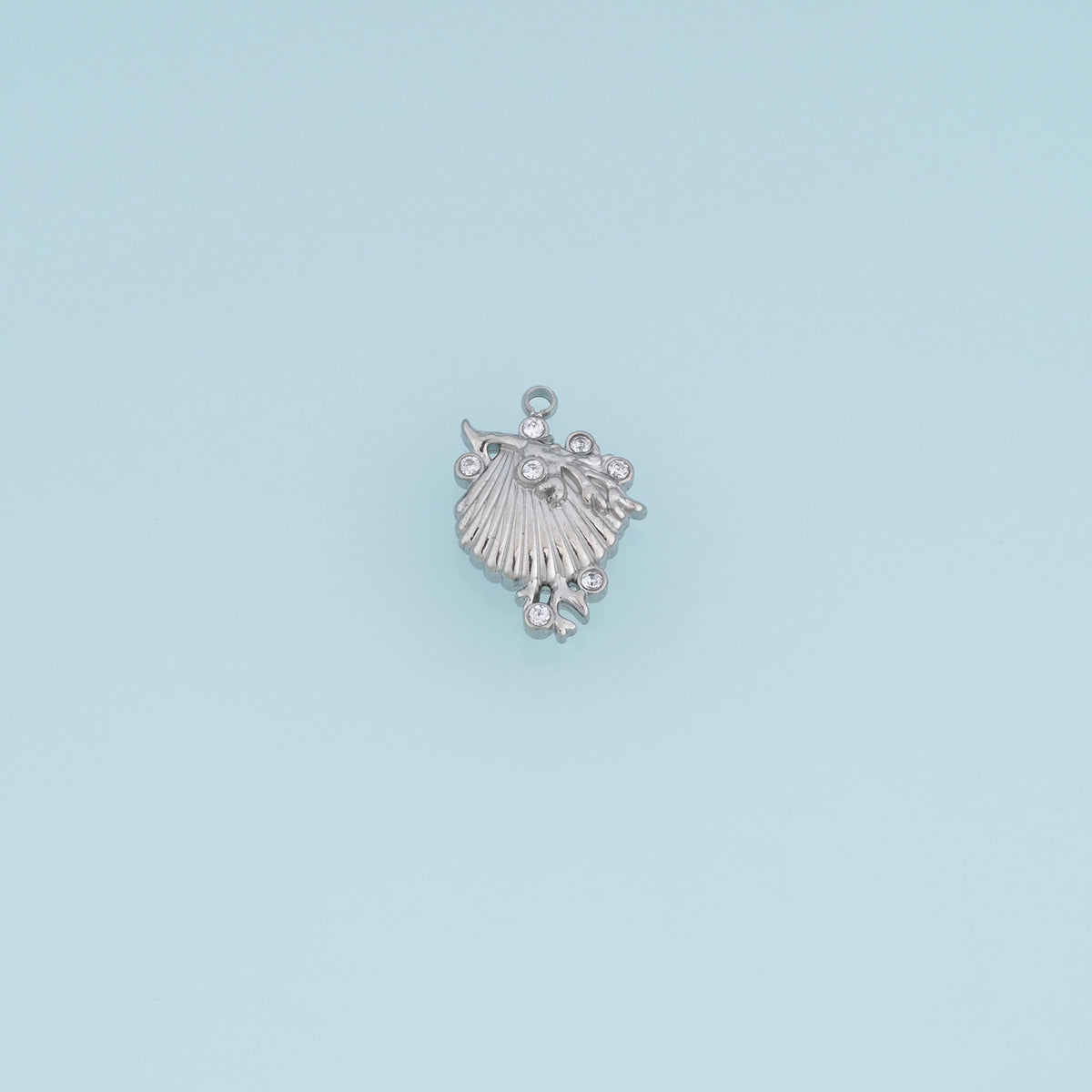 Scallop Shell Crystal Pendant,14K Gold Silver Ocean Seashell Charm DIY Charm for Necklace Bracelet Making