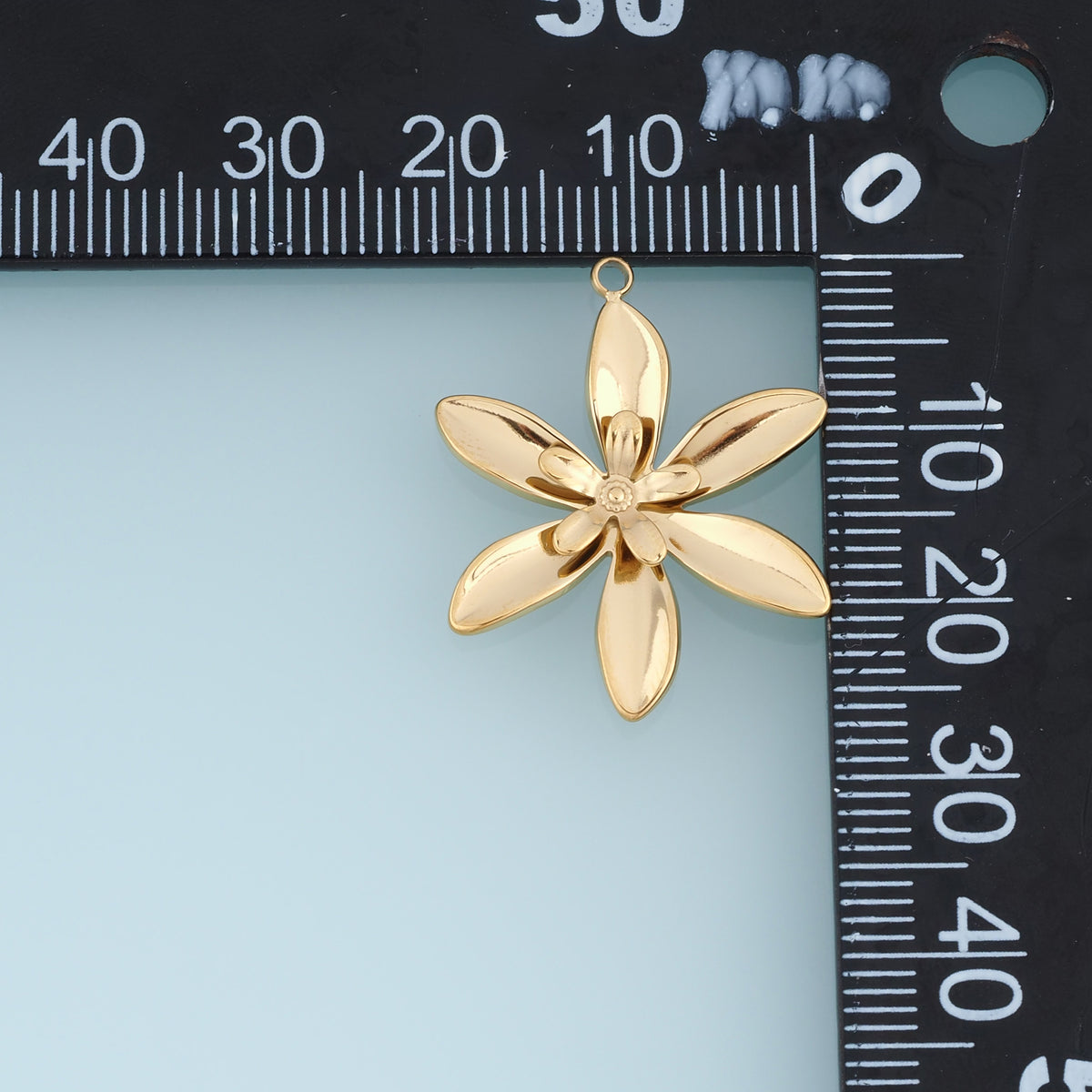 Layered Flower Pendant,14K Gold Silver Six Petal Blossom with Five Petal Center DIY Charm for Necklace Bracelet Making