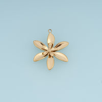 Layered Flower Pendant,14K Gold Silver Six Petal Blossom with Five Petal Center DIY Charm for Necklace Bracelet Making