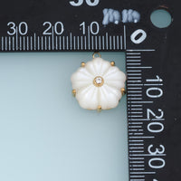White Pearl Flower Pendant,14K Gold Carved Shell Blossom Crystal Charm DIY Charm for Necklace Bracelet Making