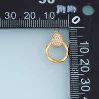 Teardrop Crystal Circle Pendant,14K Gold Silver Open Ring Geometric Charm DIY Charm for Necklace Bracelet Making