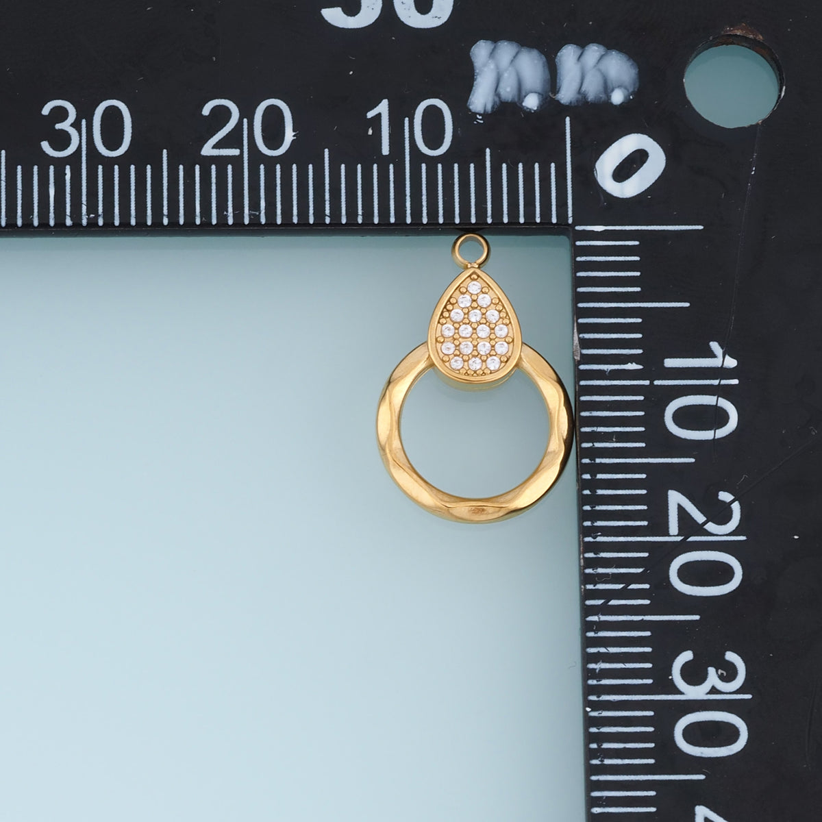 Teardrop Crystal Circle Pendant,14K Gold Silver Open Ring Geometric Charm DIY Charm for Necklace Bracelet Making