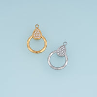 Teardrop Crystal Circle Pendant,14K Gold Silver Open Ring Geometric Charm DIY Charm for Necklace Bracelet Making