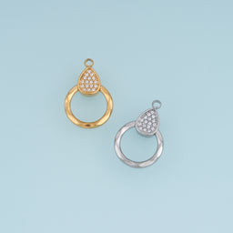 Teardrop Crystal Circle Pendant,14K Gold Silver Open Ring Geometric Charm DIY Charm for Necklace Bracelet Making