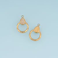 Teardrop Crystal Circle Pendant,14K Gold Silver Open Ring Geometric Charm DIY Charm for Necklace Bracelet Making