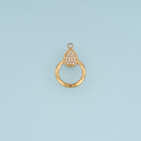 Teardrop Crystal Circle Pendant,14K Gold Silver Open Ring Geometric Charm DIY Charm for Necklace Bracelet Making