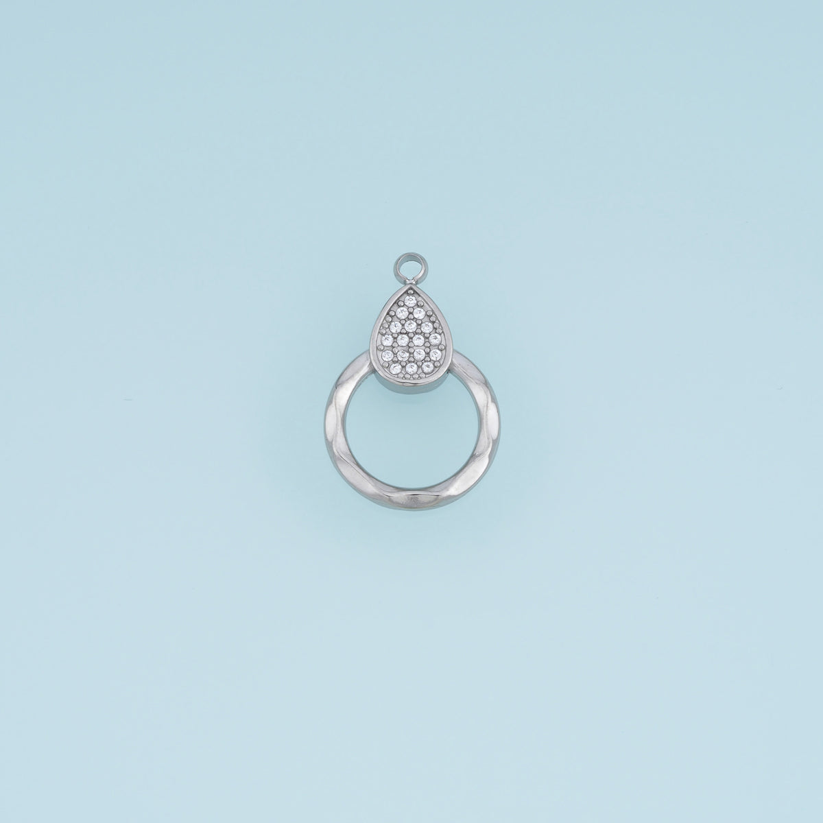 Teardrop Crystal Circle Pendant,14K Gold Silver Open Ring Geometric Charm DIY Charm for Necklace Bracelet Making