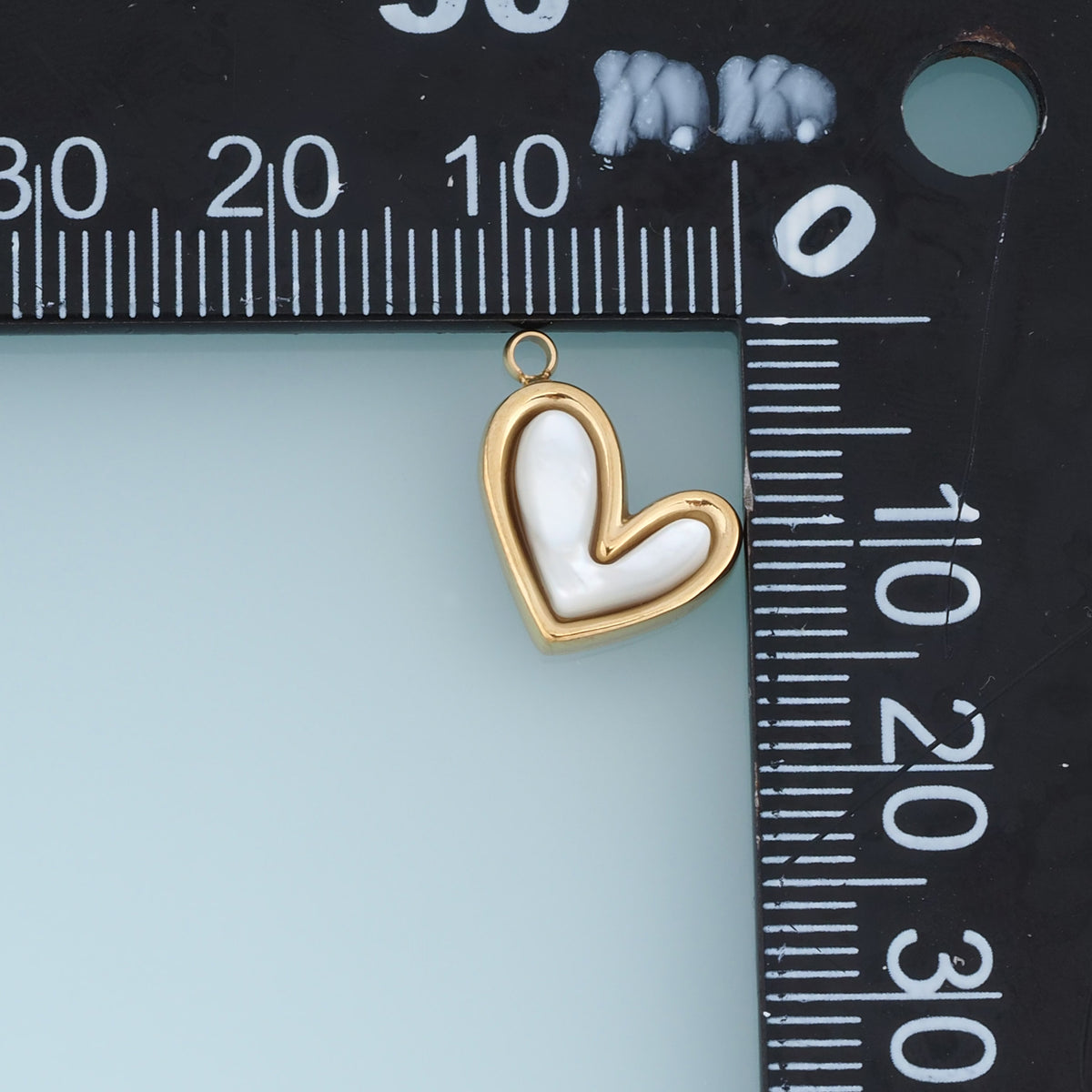 Asymmetric White Heart Pendant,14K Gold Inlaid Heart Charm DIY Charm for Necklace Bracelet Making