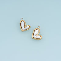 Asymmetric White Heart Pendant,14K Gold Inlaid Heart Charm DIY Charm for Necklace Bracelet Making