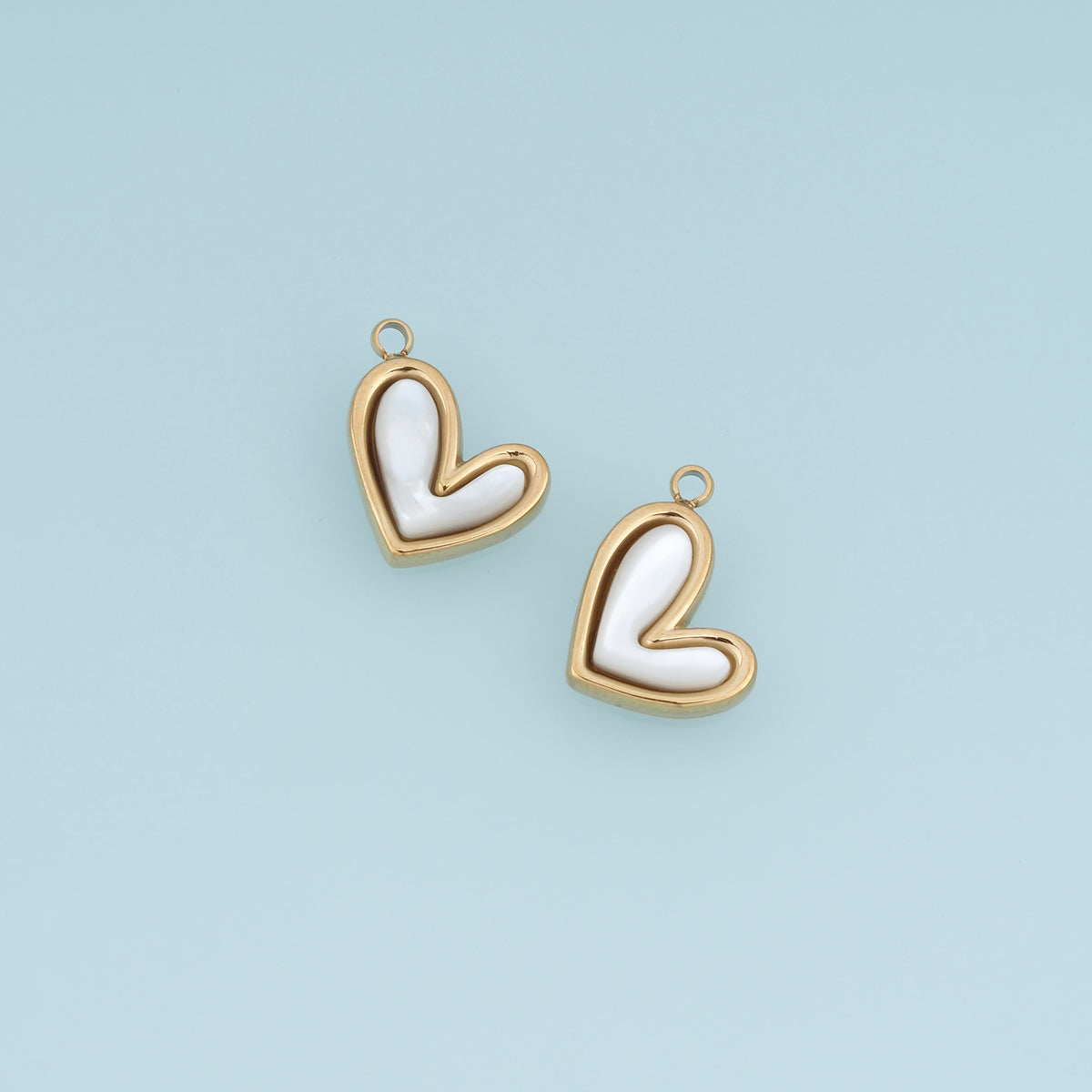 Asymmetric White Heart Pendant,14K Gold Inlaid Heart Charm DIY Charm for Necklace Bracelet Making
