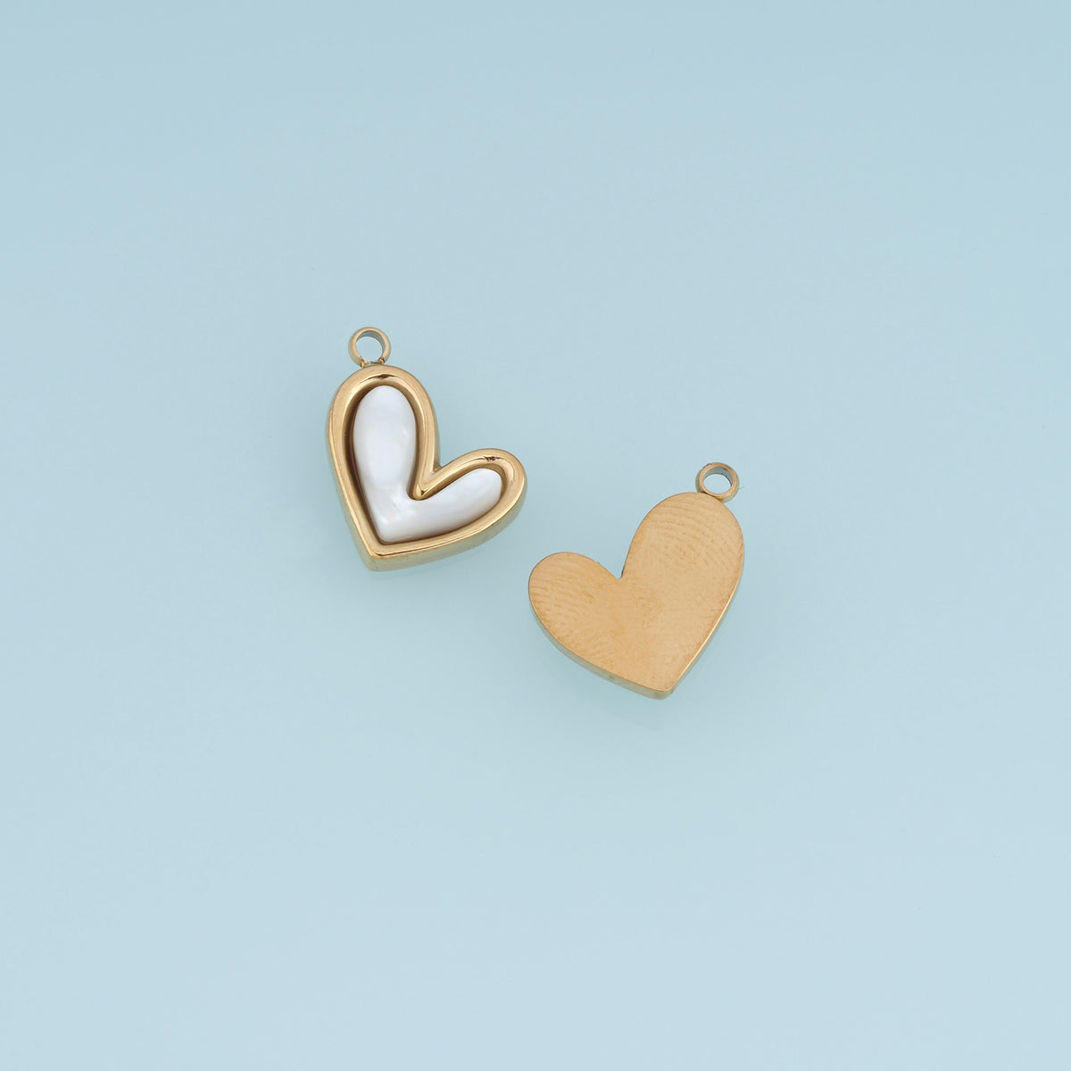 Asymmetric White Heart Pendant,14K Gold Inlaid Heart Charm DIY Charm for Necklace Bracelet Making