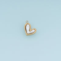 Asymmetric White Heart Pendant,14K Gold Inlaid Heart Charm DIY Charm for Necklace Bracelet Making