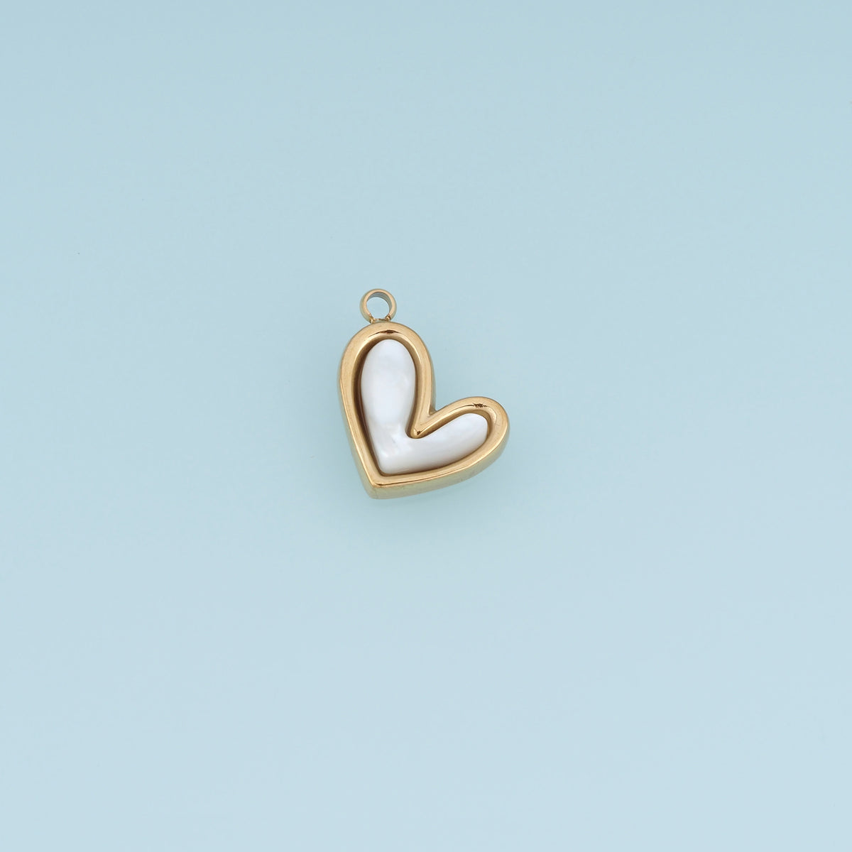 Asymmetric White Heart Pendant,14K Gold Inlaid Heart Charm DIY Charm for Necklace Bracelet Making
