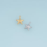 Textured Starfish Pendant,14K Gold Silver Ocean Starfish Charm DIY Charm for Necklace Bracelet Making