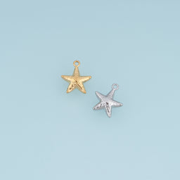 Textured Starfish Pendant,14K Gold Silver Ocean Starfish Charm DIY Charm for Necklace Bracelet Making