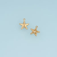 Textured Starfish Pendant,14K Gold Silver Ocean Starfish Charm DIY Charm for Necklace Bracelet Making