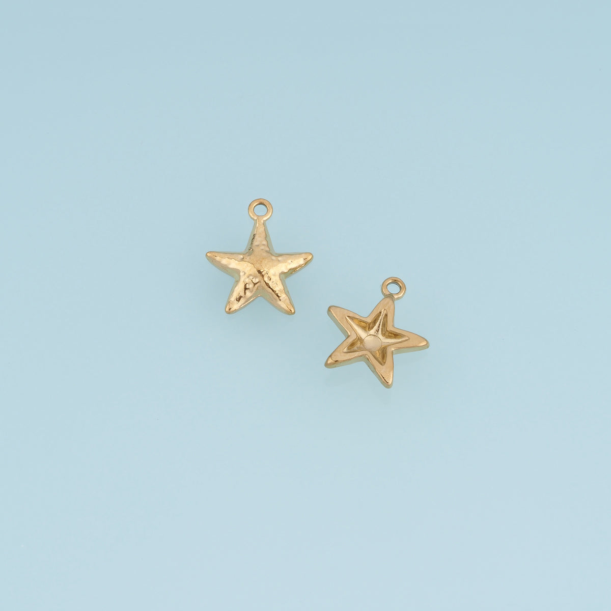 Textured Starfish Pendant,14K Gold Silver Ocean Starfish Charm DIY Charm for Necklace Bracelet Making